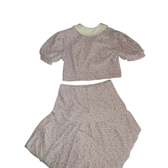 1940s Retro Vintage 2 Piece Outfit Puff Sleeves Skirt Cottagecore Prairie - Picture 9 of 9